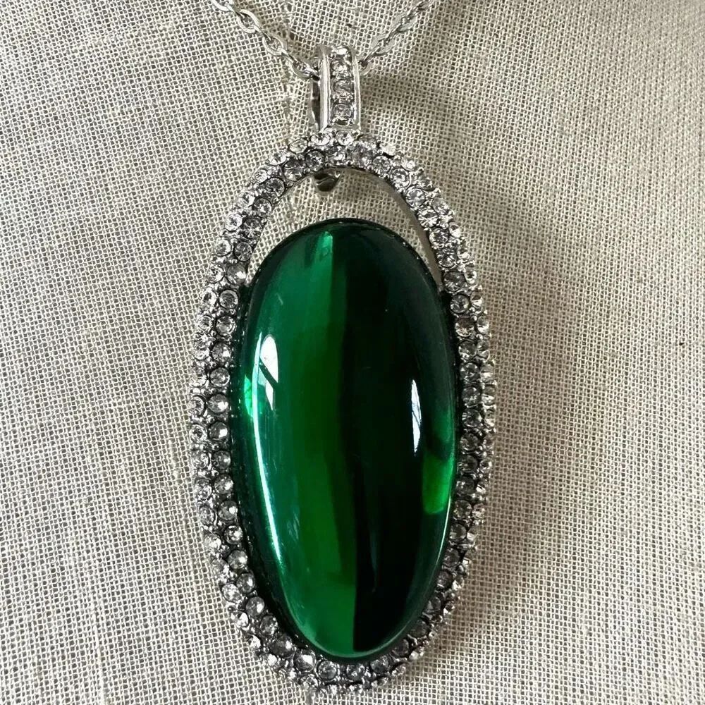 Emerald-Green Glass Statement Pendant